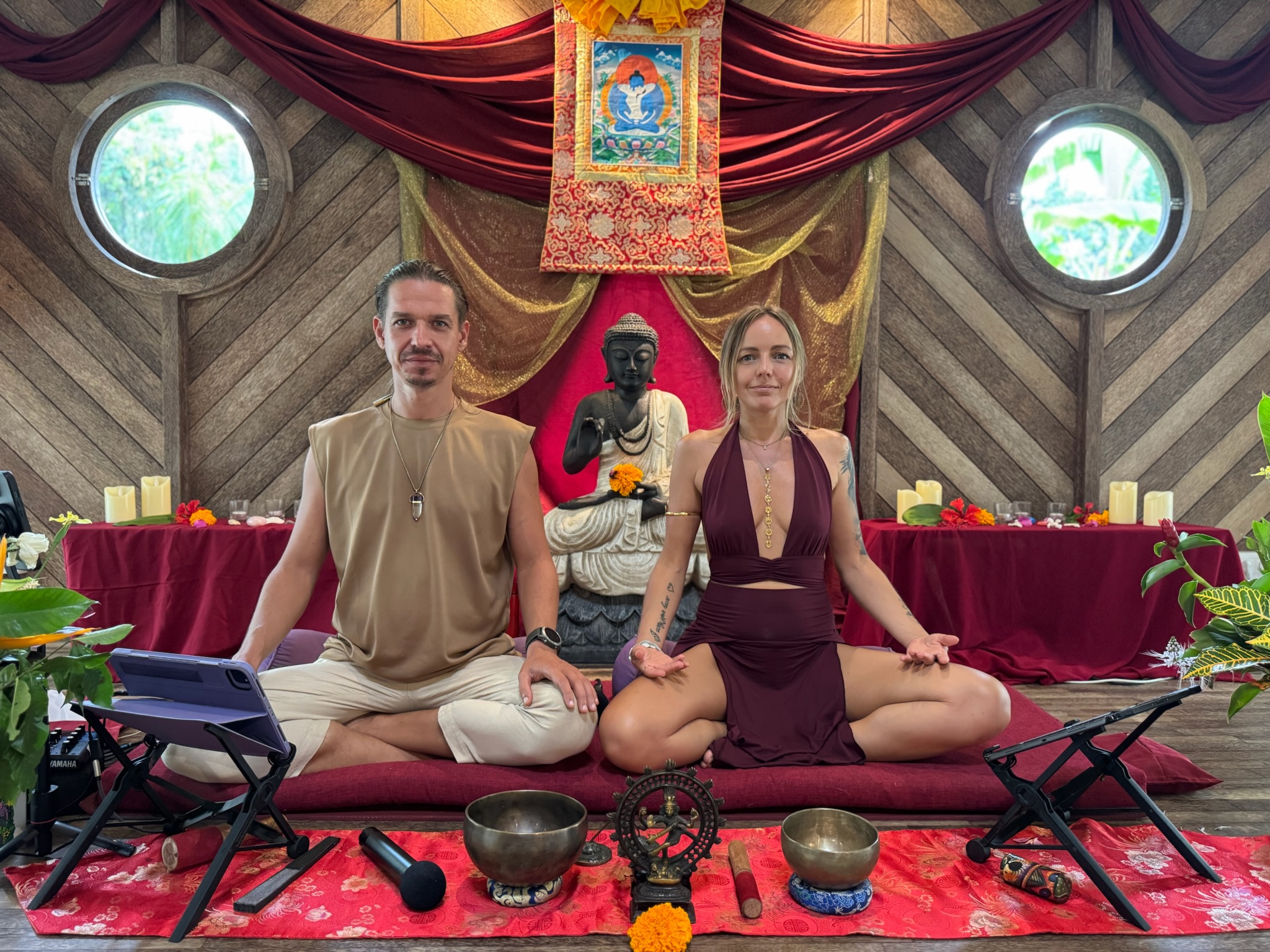 Ritam and Lina, tantric teachers and partners, in their sacred retreat space